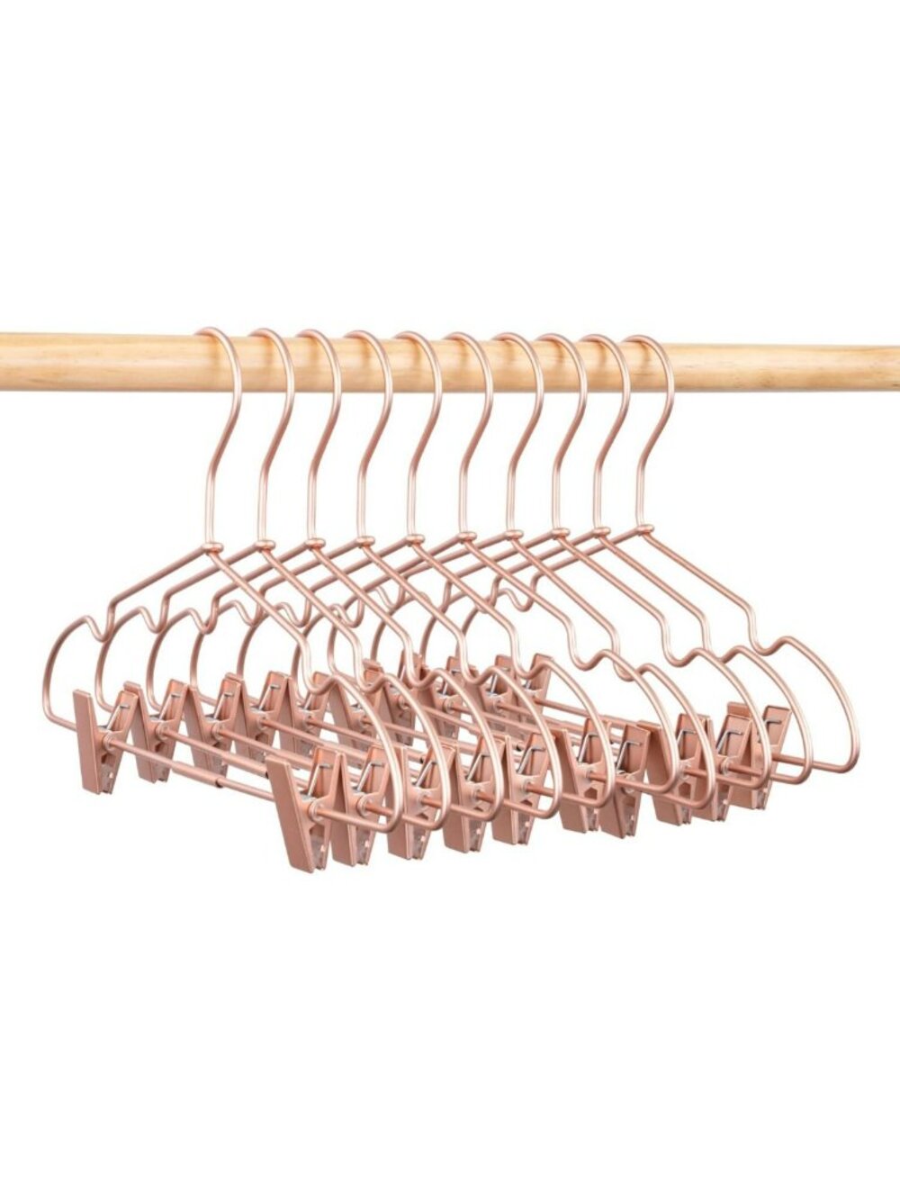Rose Gold Metal Hangers for Baby Clothes - 12.5" Clips for Kids Pants & Storage